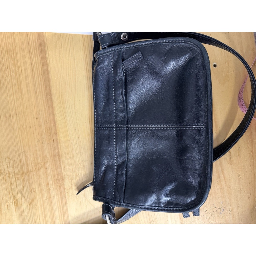 Vintage Fossil Leather Crossbody Bag Purse Black Top Zip Close Medium Travel - Picture 4 of 6